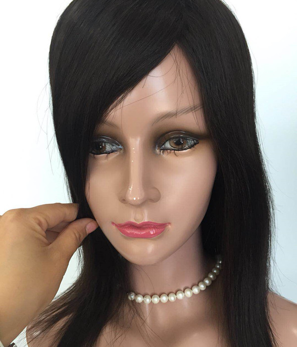 Natural black color human hair full lace hd lace wig silk base PU around custome size JF347